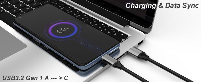 High Speed 3A Active USB Repeater Cable with 90° Right-Angle USB-C Connector